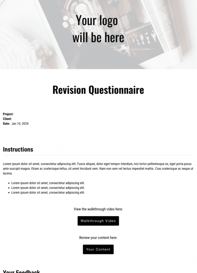 Dubsado Questionnaire | Revision | William Collection